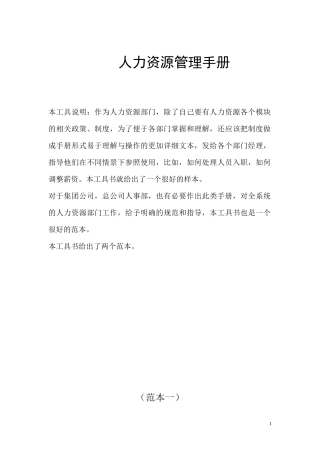 人事资源政策流程手册第二本