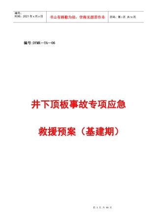井下顶板事故专项应急救援预案