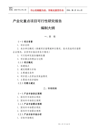 产业化重点项目可行性研究报告