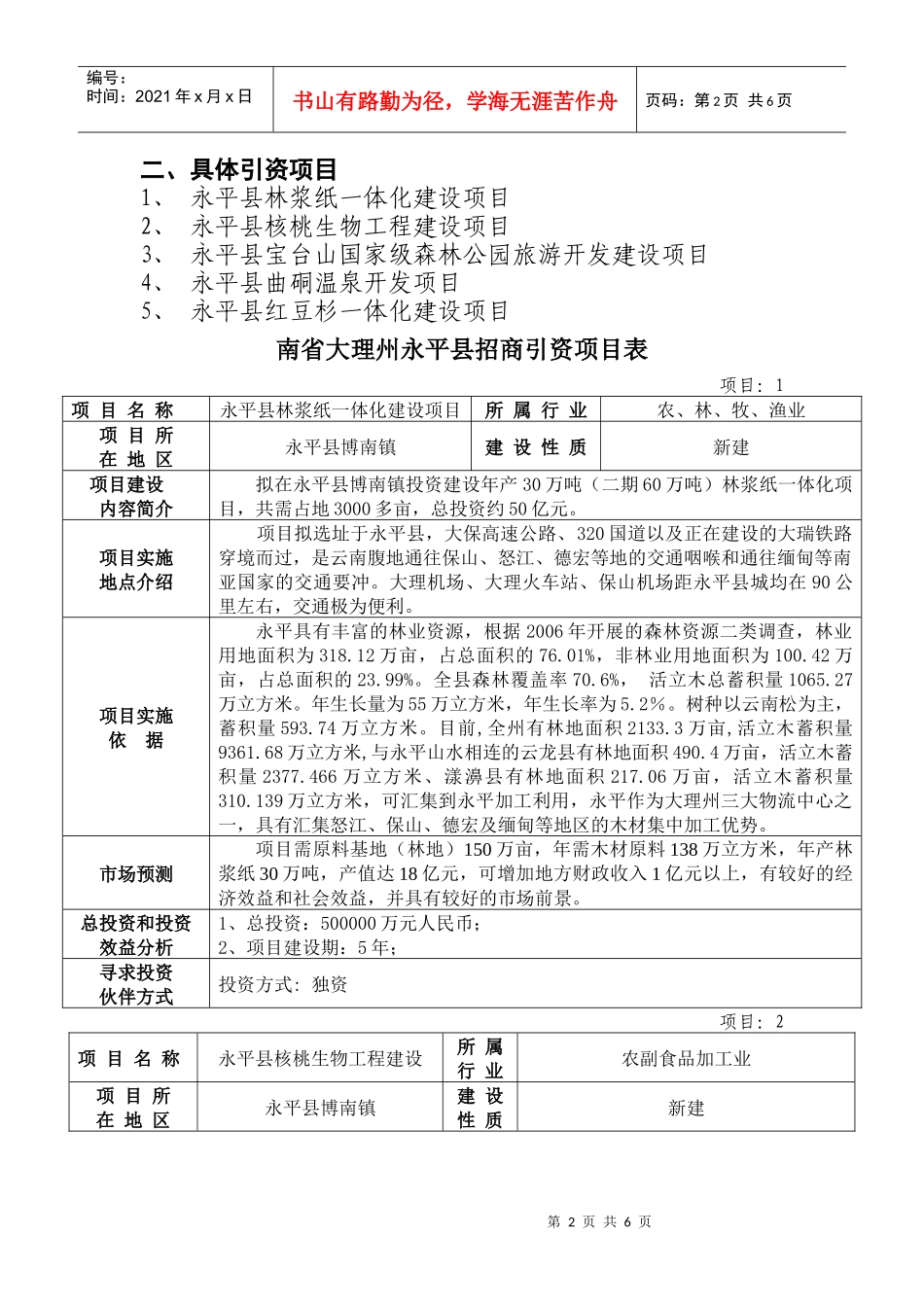 云南省大理州永平县招商资料doc-大理州永平县招商资料_第2页