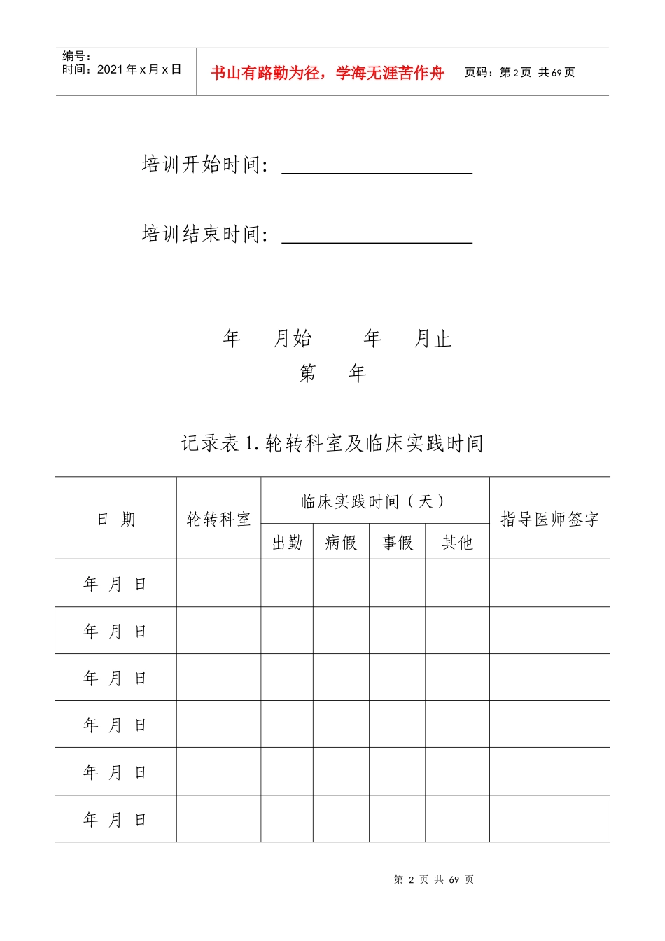 乡镇医院全科医师培训项目考核手册_第2页