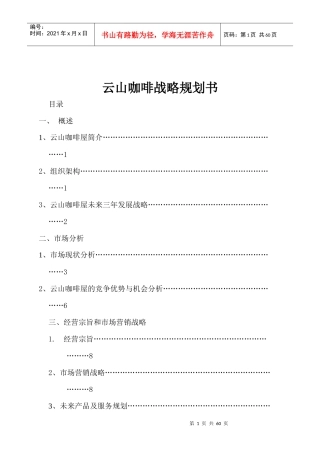云山咖啡战略规划书(1)