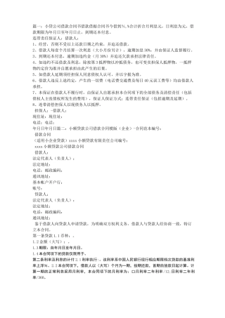 小贷公司借款合同