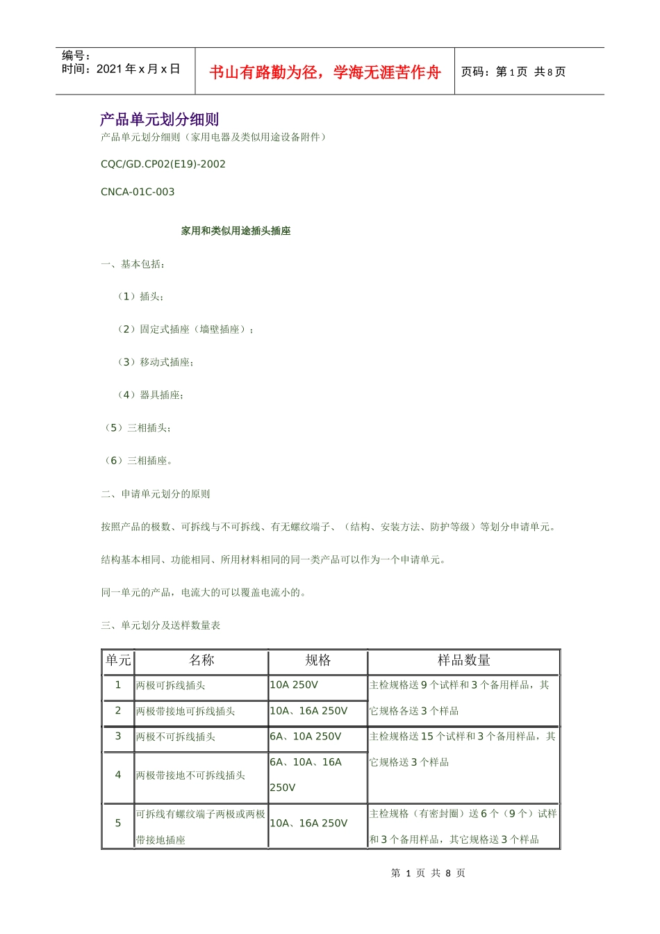 产品单元划分细则.家用设备附件_第1页
