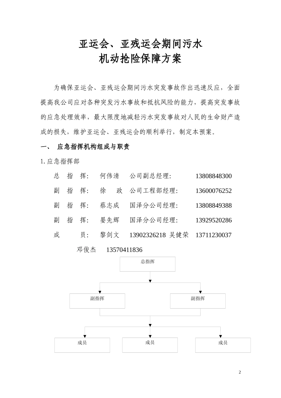 亚运、亚残运会期间污水抢险应急方案(机动抢险组)_第2页