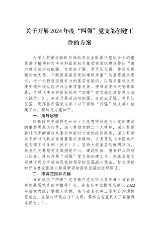 关于开展2024年度“四强”党支部创建工作的方案