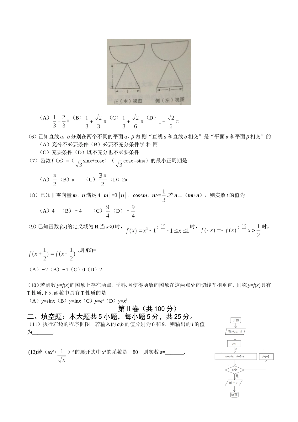 普通高等学校招生全国统一考试(山东卷)理科数学_第2页