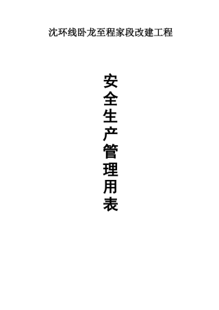 沈环线卧龙至程家段改建工程安全生产管理用表