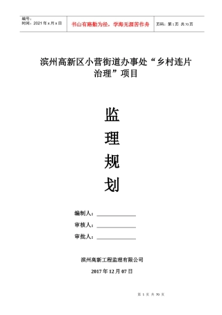 乡村连片治理项目监理规划