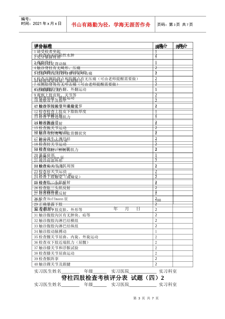 临床技能考试评分表(物理诊断)_第3页