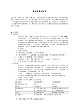 生物学最新技术知识点梳理汇总