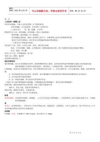 人体组织解剖学复习材料 整理