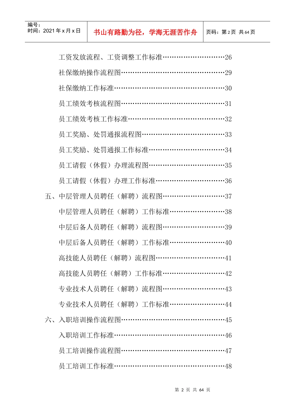 人力资源管理工作流程图及工作标准_第2页