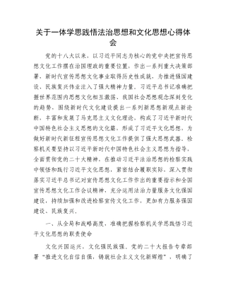 关于一体学思践悟法治思想和文化思想心得体会