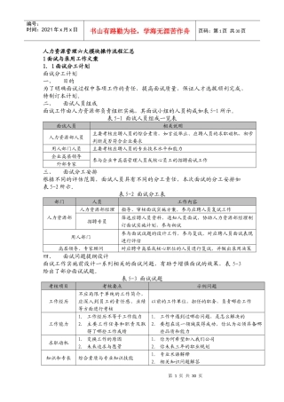 人力资源管理六大模块操作流程汇总