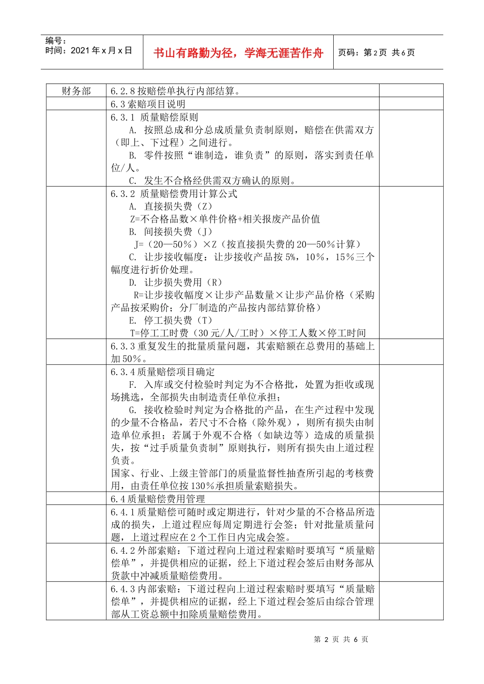 产品质量赔偿及退货管理程序DFCPQEOMS-18_第2页