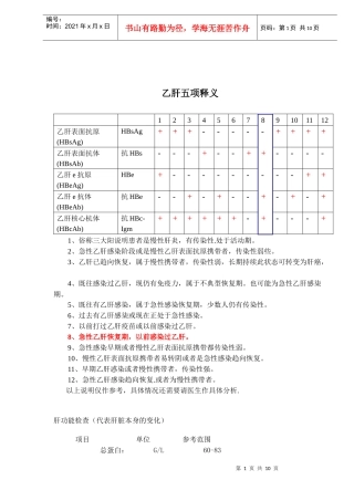乙肝的五项释义