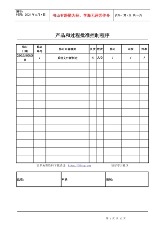 产品和过程批准控制程序