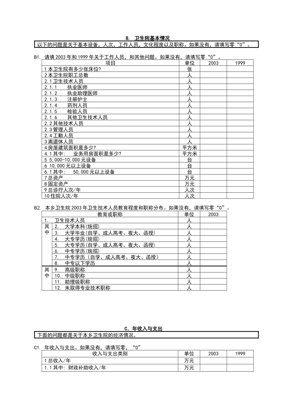 乡卫生院状况调查问卷_第2页