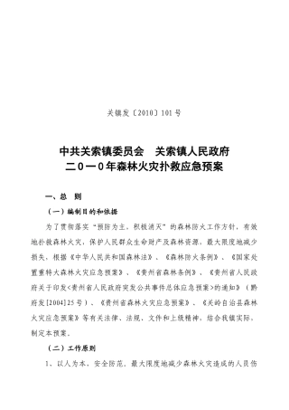 乡镇年森林火灾扑救应急预案
