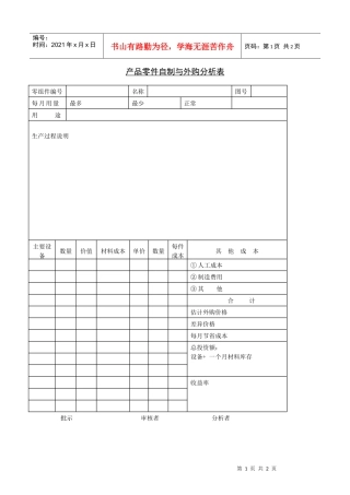 产品零件自制与外购分析表
