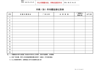 产品制造流程记录卡