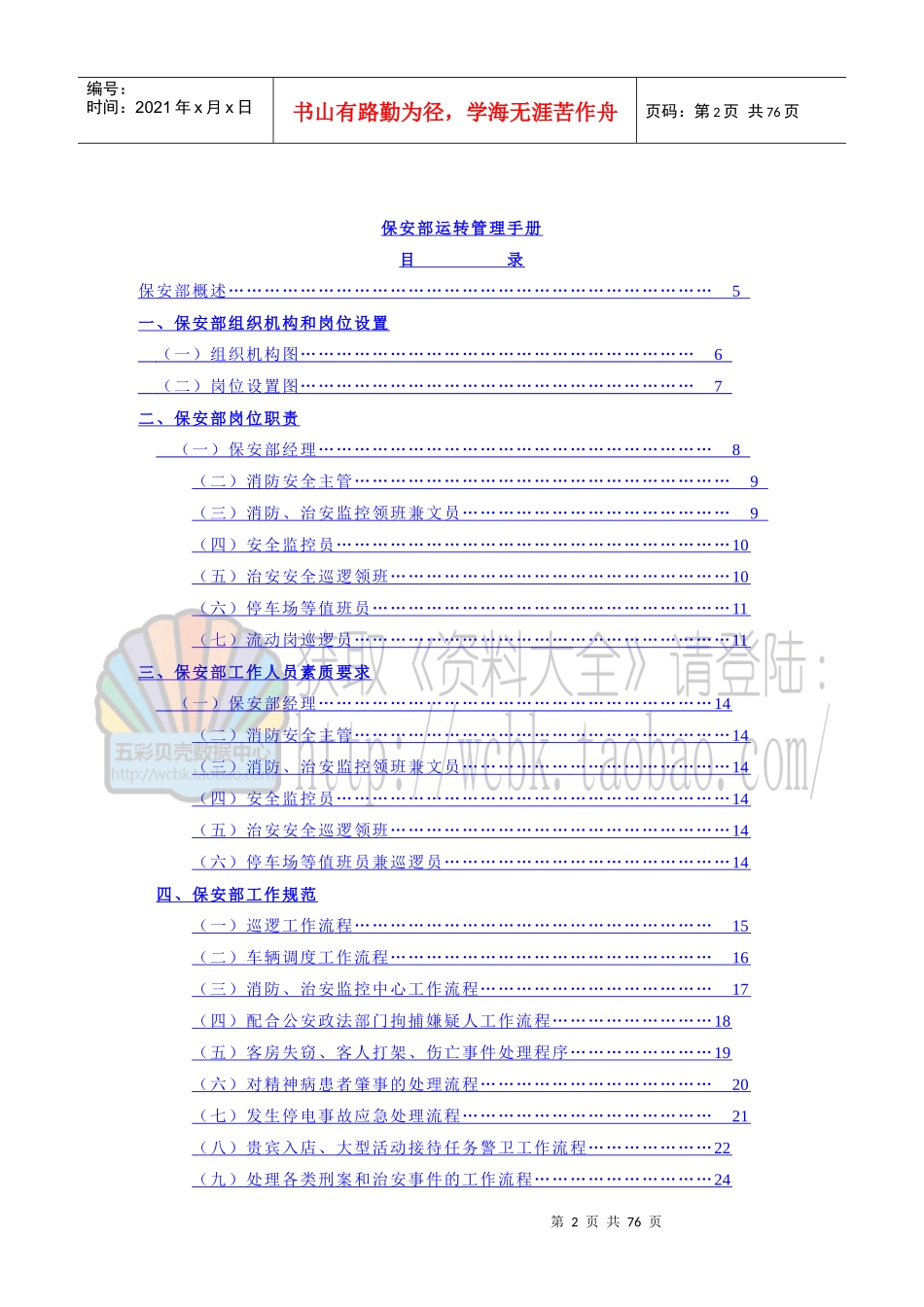 五星级大酒店保安部运转管理手册_第2页