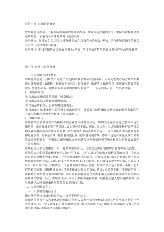 社第一章市场营销概论知识点梳理汇总