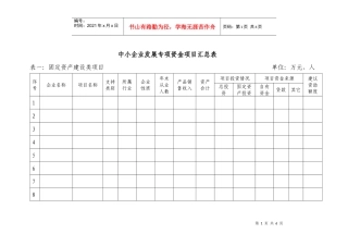 中小企业发展专项资金项目汇总表-附件2：