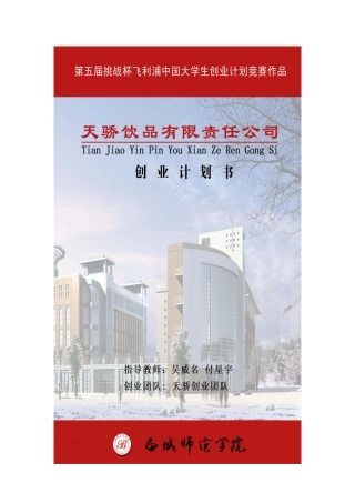 中国大学生创业计划竞赛创业计划书范例参考