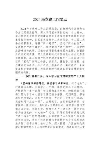 2024局党建工作要点