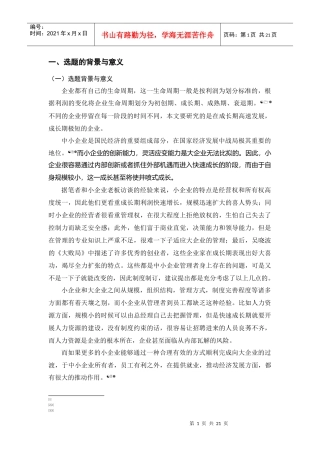 中小企业扩张的过渡管理方案探究