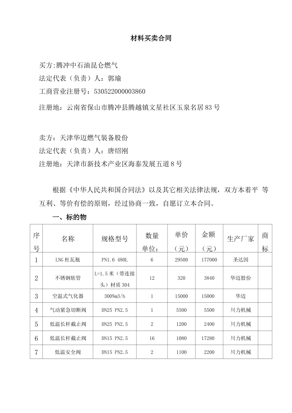 材料采购合同框架_第2页