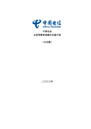中国电信全面预算管理操作实施手册-template--重要备用(1)