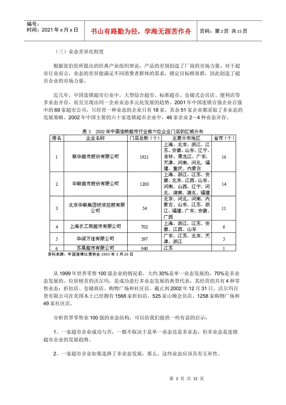 中国连锁超市行业的SCP模式分析报告_第3页