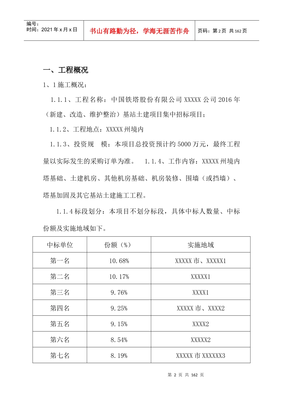 中国铁塔股份公司施工组织设计概述_第2页