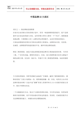 中国品牌22大误区(1)