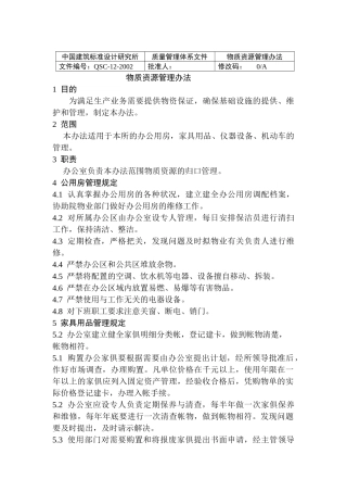 中国建筑标准设计研究所物质资源管理办法