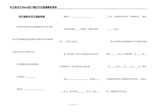 项目借款合同正规版样板