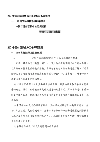 中国市场销售部内部架构与基本流程