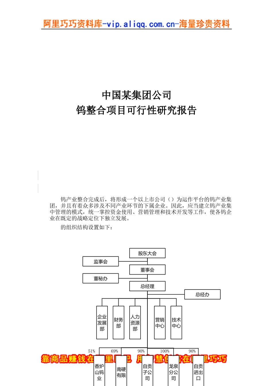 中国某集团公司钨整合项目可行性研究报告_第1页