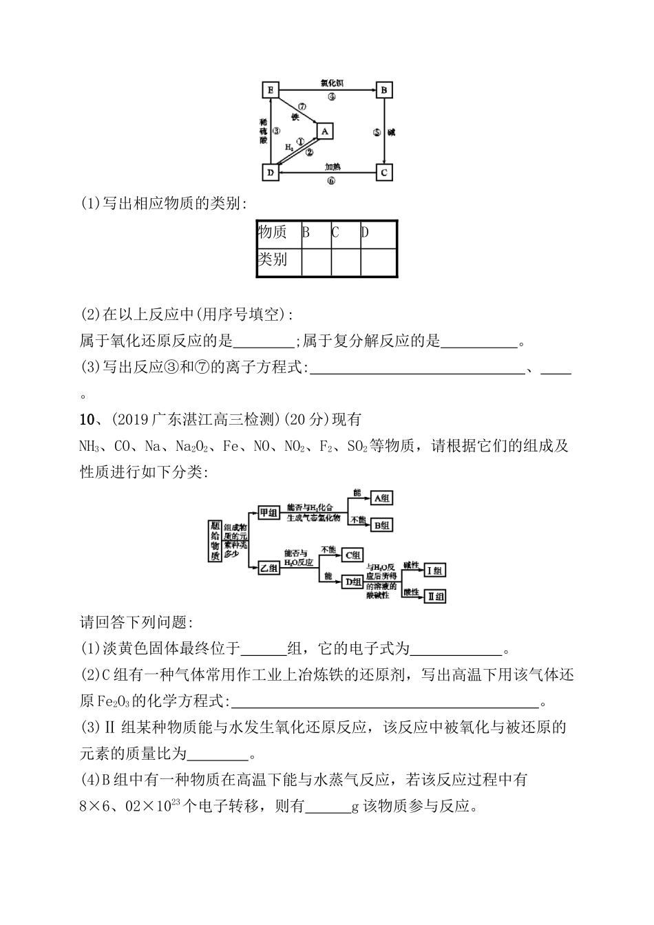 课时规范练 物质的分类测试_第3页