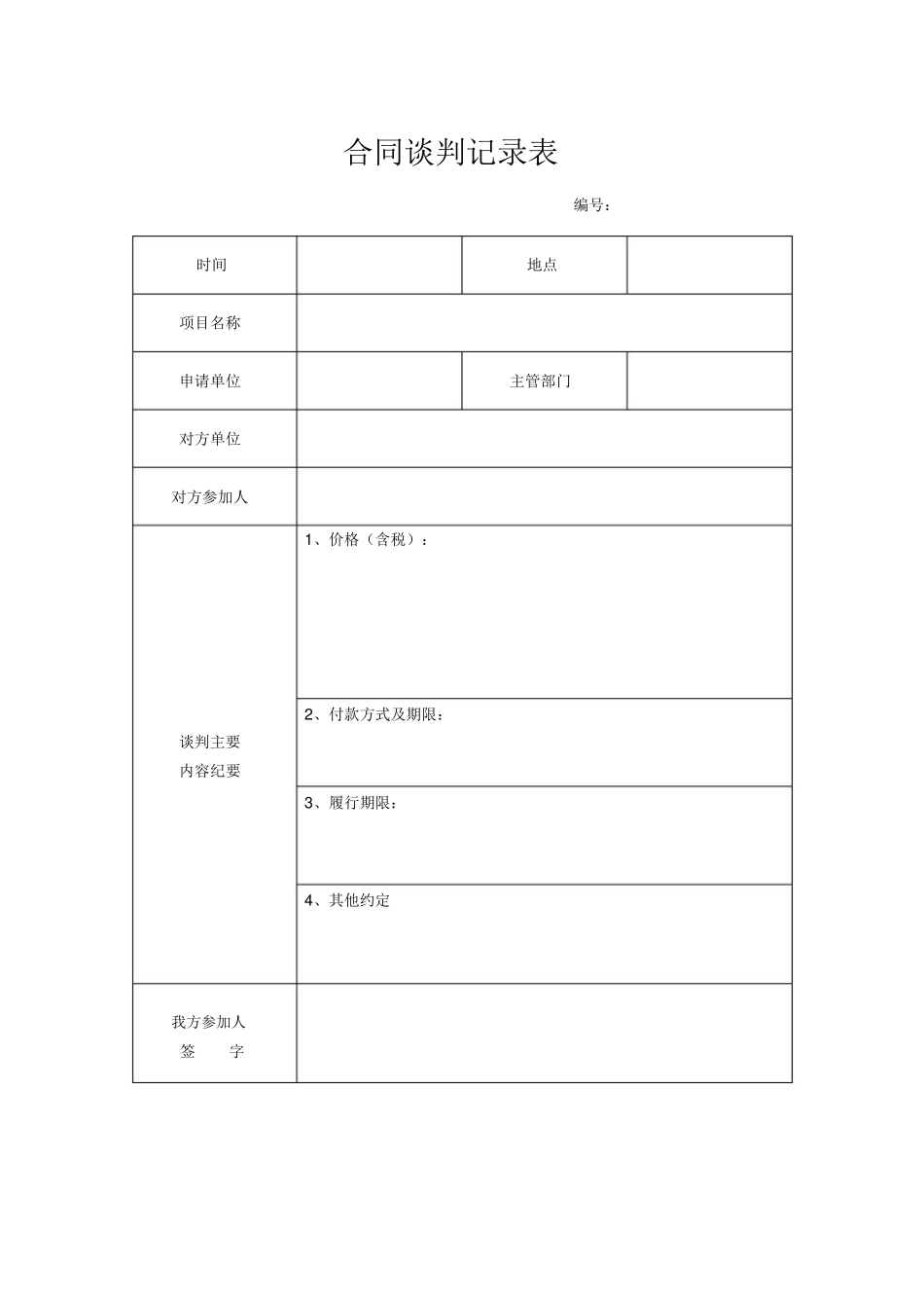 合同谈判记录_第1页