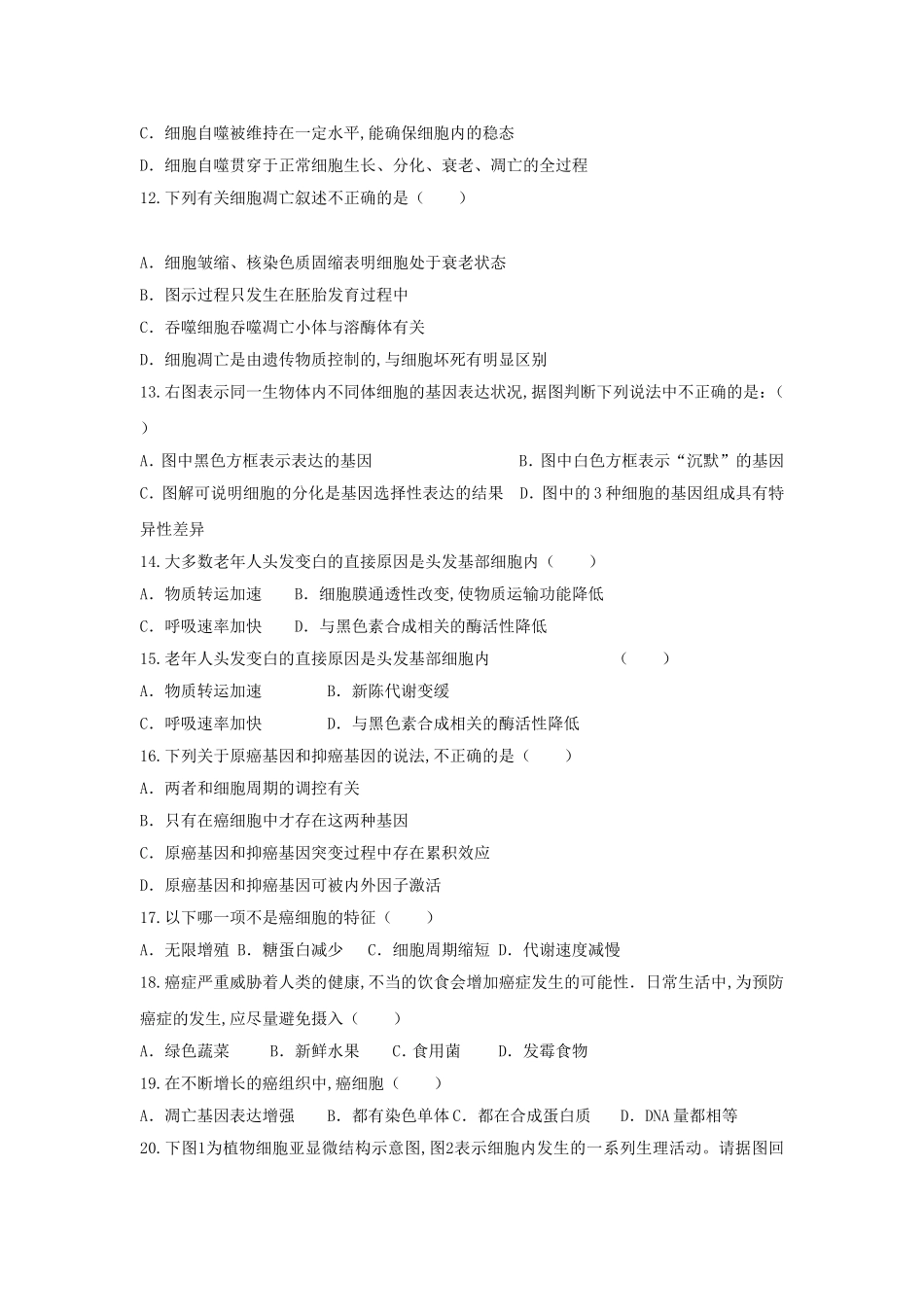 下列实例不属于细胞凋亡寒假作业_第3页