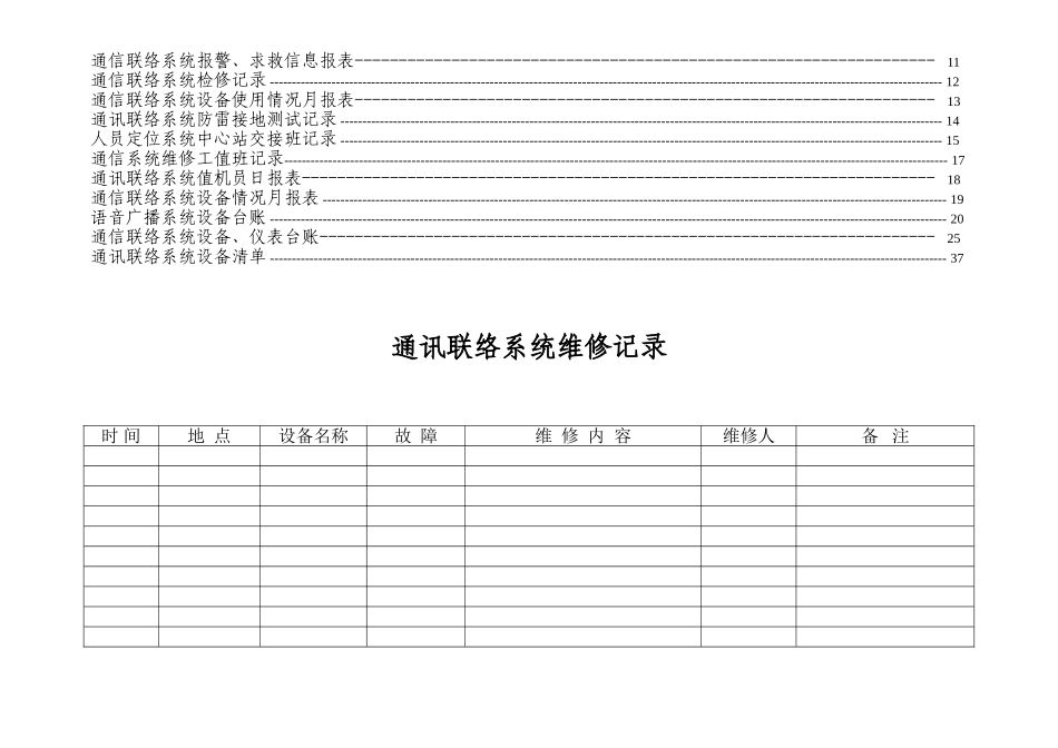 井下安全避险“六大系统”报表、记录、台账（通信联络系统）_第2页