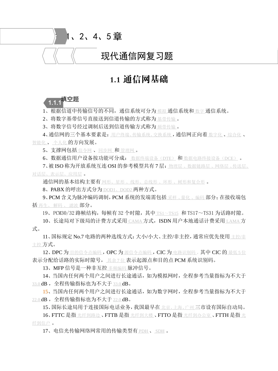 现代通信网复习题_第1页