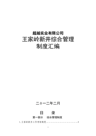 (用)王家岭新井综合制度汇编