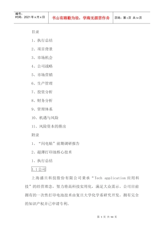 (优秀创业企划书)上海盛旦科技股份有限公司