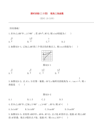 课时训练测试练习题  锐角三角函数