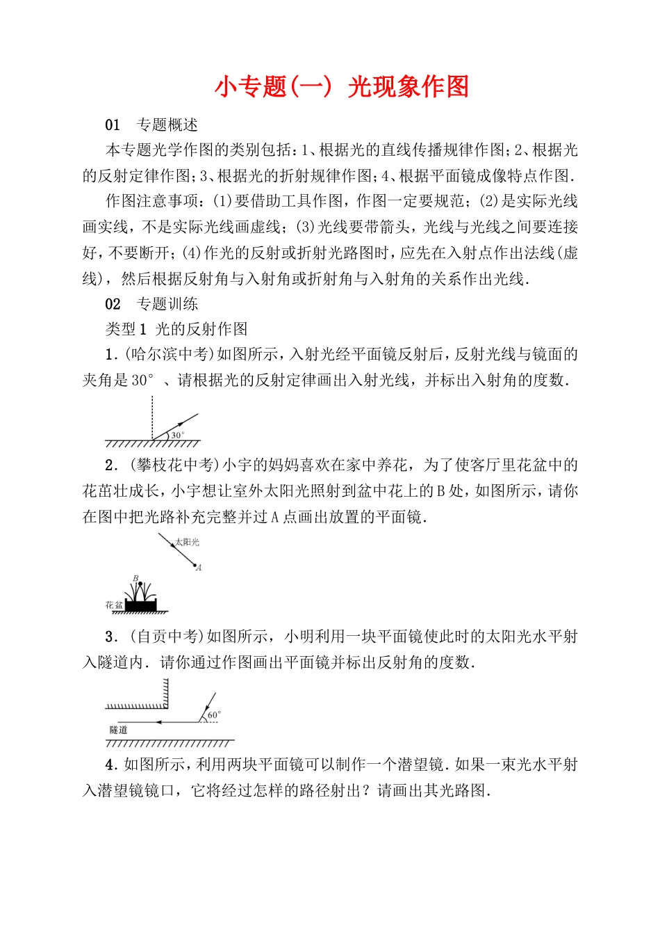 小专题 光现象作图测试题_第1页